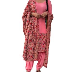 Stunning Silk Punjabi Suit— Gorgeous Heavy Threadwork!